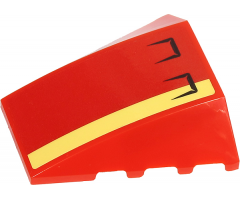Wedge 4 x 4 No Studs with Bright Light Yellow Stripe and Black Vents on Red Background Pattern (Sticker) - Set 60271
