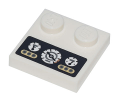 Tile, Modified 2 x 2 with Studs on Edge with Vehicle Dashboard with 3 Round White Gauges and Warning Lights Pattern (Sticker) - Set 70840