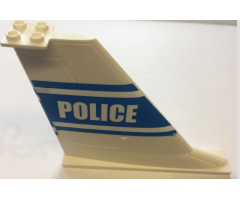 Tail 14 x 2 x 8 with Blue 'POLICE' and Stripes Pattern on Both Sides (Stickers) - Set 7723