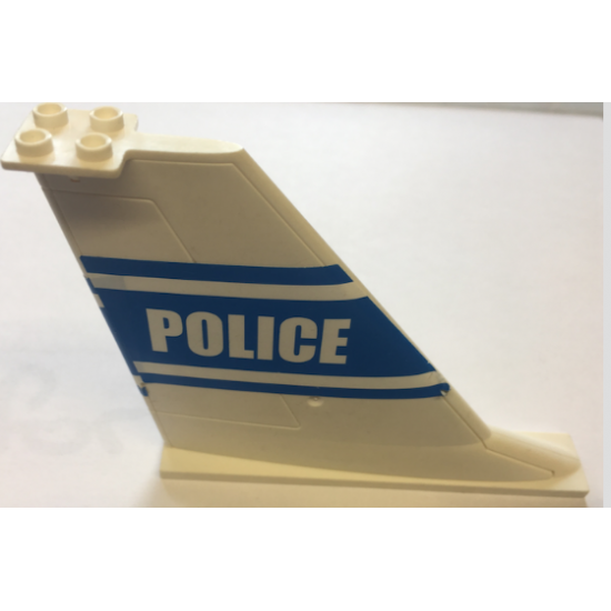Tail 14 x 2 x 8 with Blue 'POLICE' and Stripes Pattern on Both Sides (Stickers) - Set 7723