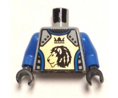 Torso Castle Knights Kingdom II Lion with Crown Pattern / Blue-Violet Arms / Black Hands