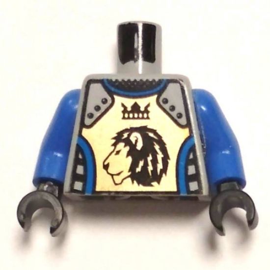 Torso Castle Knights Kingdom II Lion with Crown Pattern / Blue-Violet Arms / Black Hands