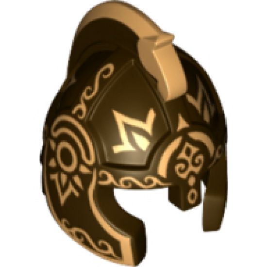 Minifigure, Headgear Helmet Castle with Cheek Protection and Comb with Gold Icons Pattern (King Theoden)