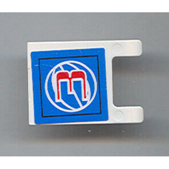 Flag 2 x 2 Square with Red Number 3 on Blue Background with White Basketball Pattern (Sticker) - Set 3432
