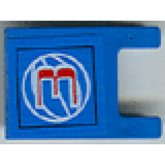 Flag 2 x 2 Square with Red Number 3 on Blue Background with White Basketball Pattern (Sticker) - Set 3432