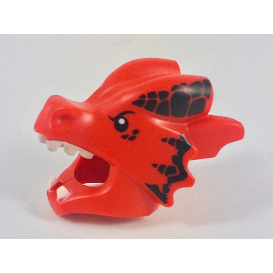 Minifigure, Headgear Mask Dragon with White Teeth and Black Eyes and Scales Pattern
