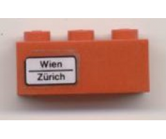 Brick 1 x 3 with 'Wien - Zürich' Pattern on Left Side (Sticker) - Set 7745