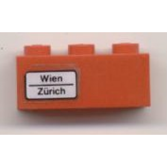 Brick 1 x 3 with 'Wien - Zürich' Pattern on Left Side (Sticker) - Set 7745