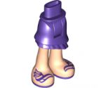 Mini Doll, Legs with Hips and Skirt Asymmetric Layered, Dark Purple Ruffle, Light Nougat Legs and Dark Purple Feather Sandals Pattern