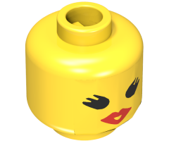 Minifigure, Head Female with Red Lips, Open Mouth, Thick Eyelashes Pattern - Blocked Open Stud