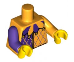 Torso Purple and Bright Light Orange Jester Collar Pattern / Bright Light Orange Arm Left / Dark Purple Arm Right / Yellow Hands