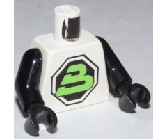 Torso Space Large Black Octagon with Lime Letter 'B' Pattern (Blacktron II) / Black Arms / Black Hands