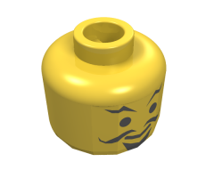 Minifigure, Head Moustache Curly, Goatee and Eyebrows Pattern - Blocked Open Stud
