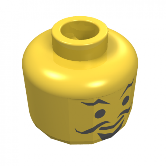 Minifigure, Head Moustache Curly, Goatee and Eyebrows Pattern - Blocked Open Stud