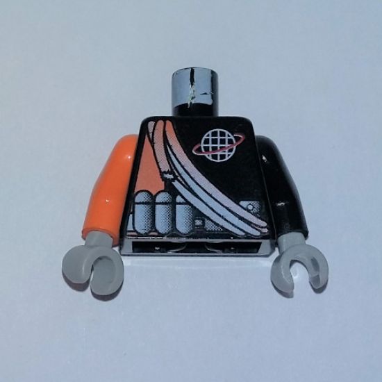 Torso Alpha Team Logo, Orange Stripe, Shoulder Ropes Pattern / Black Arm Left / Orange Arm Right / Light Gray Hands