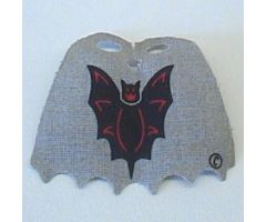 Minifigure, Body Wear Cape Cloth, Scalloped 6 Points with Bat Pattern