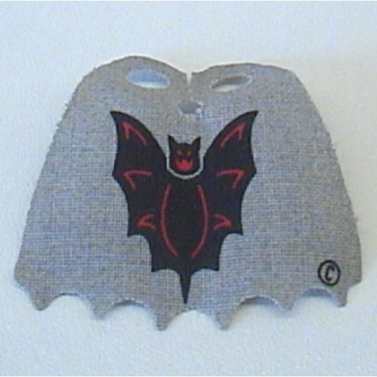 Minifigure, Body Wear Cape Cloth, Scalloped 6 Points with Bat Pattern