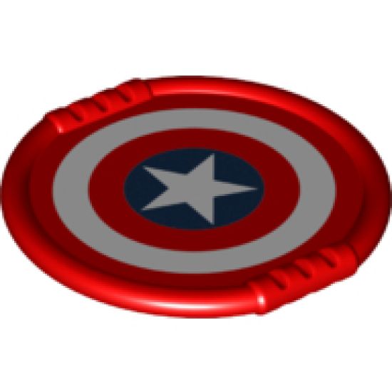 Duplo, Figure Wear & Utensil Disk with Red and White Rings and Captain America Star Pattern