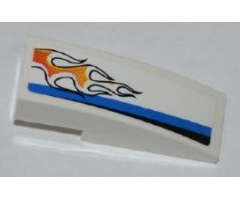 Slope, Curved 3 x 1 with Black and Blue Lines and Orange Flames Pattern Model Left Side (Sticker) - Set 8221