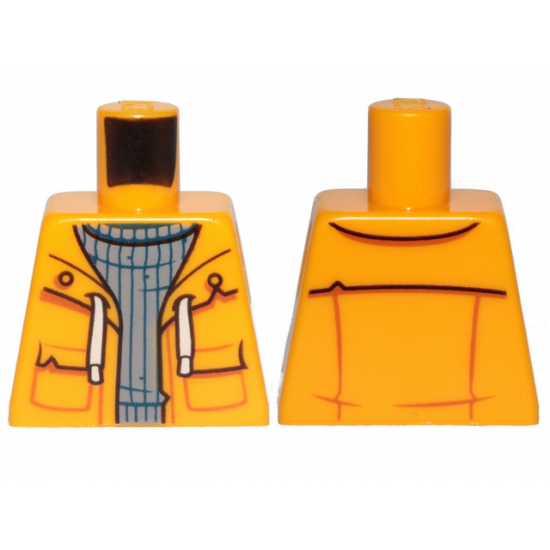 Torso Sand Blue Turtleneck Sweater and Raincoat with White Laces Pattern