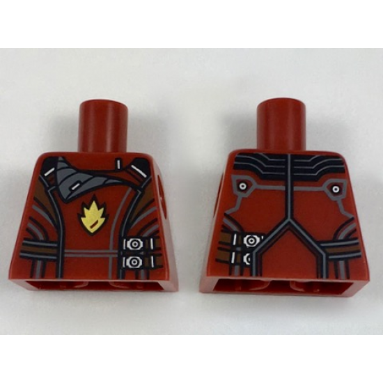 Torso Jacket with Dark Bluish Gray Collar, Silver Side Clasps and Gold Badge Pattern (Rocket)