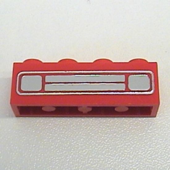 Brick 1 x 4 with Car Grille Chrome Pattern (Undetermined Type)