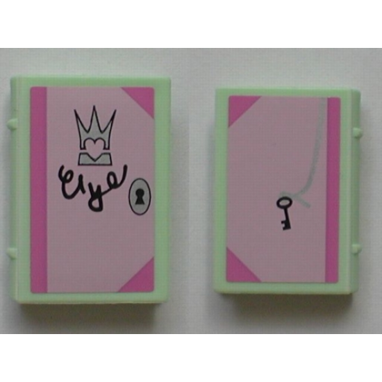 Minifigure, Utensil Book 2 x 3 with Lock and Key, Crown and Love Notes Diary Pattern (Stickers) - Set 5808