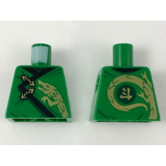 Torso Ninjago Robe with Black Hem, Gold Clasps and Dragon Head Pattern