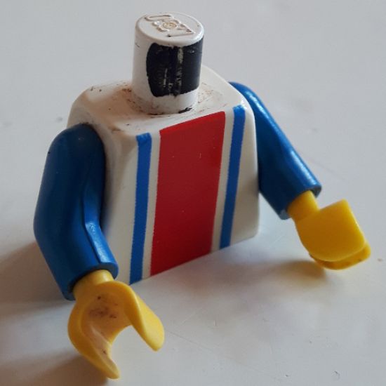 Torso Vertical Striped Red/Blue Pattern / Blue Arms / Yellow Hands