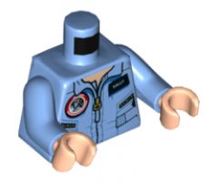 Torso Female Jumpsuit with Zipper with 'SALLY' Name Tag Pattern (Sally Ride) / Medium Blue Arms / Light Nougat Hands