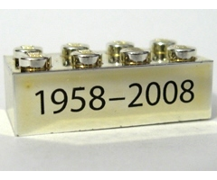 Brick 2 x 4 with Black '1958-2008' Text Pattern