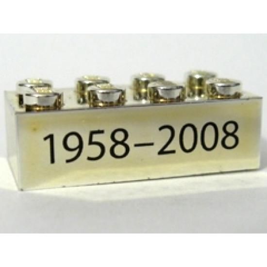 Brick 2 x 4 with Black '1958-2008' Text Pattern