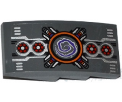Slope, Curved 4 x 2 with Grilles, Fans, Silver and Purple Spiral and Mechanical Pattern (Sticker) - Set 70168