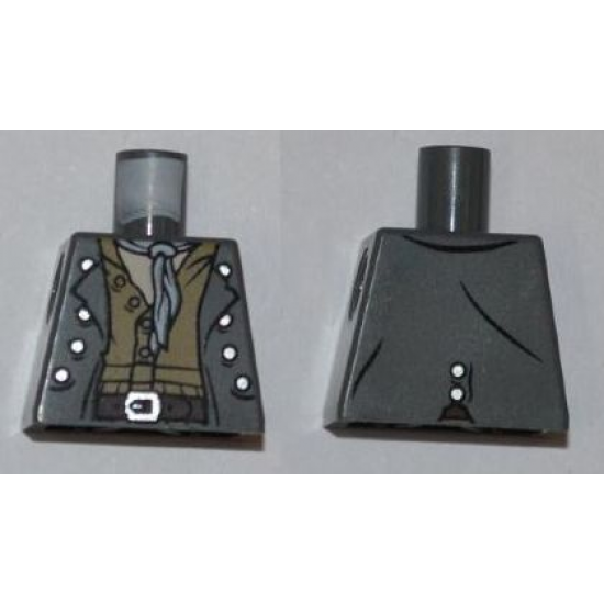 Torso PotC Vest over Dark Tan Shirt and Light Bluish Gray Scarf Pattern