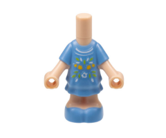 Micro Doll, Body Part Lower with Medium Blue Dress Pattern