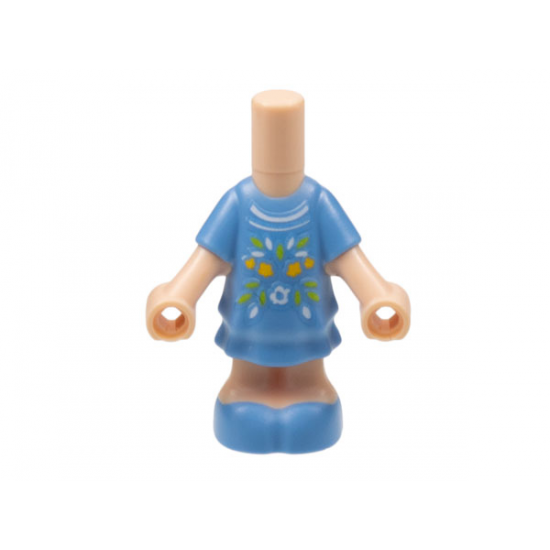 Micro Doll, Body Part Lower with Medium Blue Dress Pattern