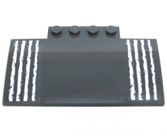 Slope, Curved 5 x 8 x 2/3 with White Tire Treads / Stripes Pattern (Stickers) - Set 70226