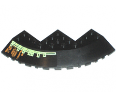 Brick, Round Corner 10 x 10 with Slope 33 Edge, Axle Hole, Facet Cutout with Light Bars and Alien Characters Pattern Model Left (Sticker) - Set 7699