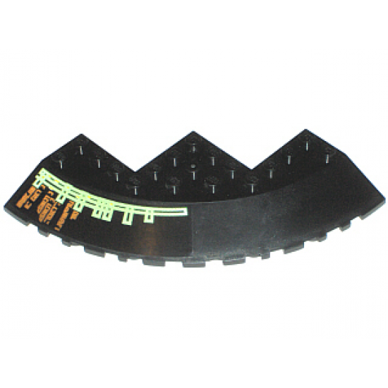 Brick, Round Corner 10 x 10 with Slope 33 Edge, Axle Hole, Facet Cutout with Light Bars and Alien Characters Pattern Model Left (Sticker) - Set 7699