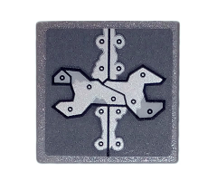 Road Sign 2 x 2 Square with Open O Clip with Metallic Silver Wrench and Metal Rivets Pattern (Sticker) - Set 70840