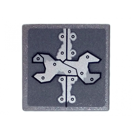 Road Sign 2 x 2 Square with Open O Clip with Metallic Silver Wrench and Metal Rivets Pattern (Sticker) - Set 70840