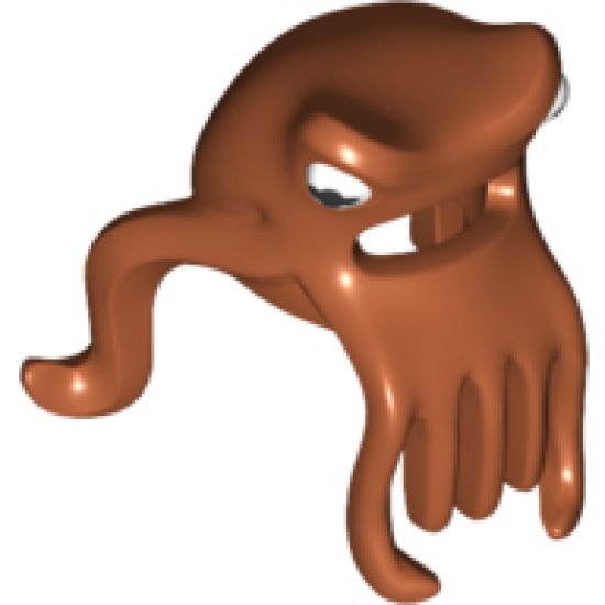 Minifigure, Headgear Mask Octopus Head with Wide Open Mouth and 7 Long Tentacles with White and Black Eyes Pattern