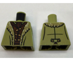Torso LotR Coat with Tan Fur Lining over Reddish Brown Shirt Pattern