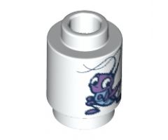 Brick, Round 1 x 1 with Lavender Cricket Pattern (Cri-Kee)