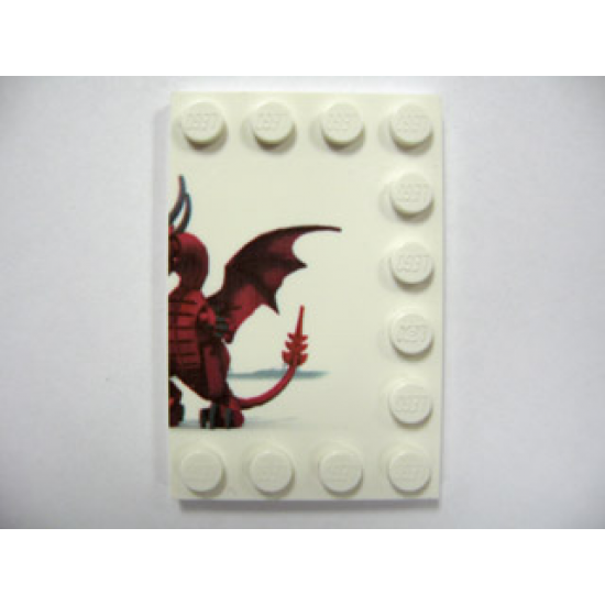 Tile, Modified 4 x 6 with Studs on Edges with Dragon and Knight Right Half Pattern