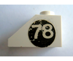 Slope 45 2 x 1 without Bottom Tube with White '78' on Black Circle Pattern Right (Sticker) - Set 619
