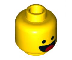 Minifigure, Head Dual Sided Black Standard Eyes, Smile with Tongue / Scared Pattern (Benny) - Hollow Stud