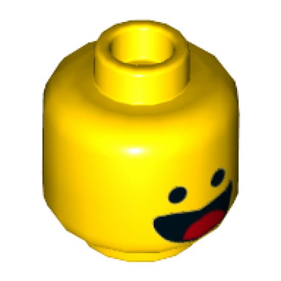 Minifigure, Head Dual Sided Black Standard Eyes, Smile with Tongue / Scared Pattern (Benny) - Hollow Stud