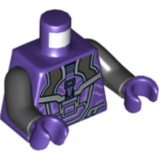 Torso Armor with Black, Silver, and Lavender Details Pattern / Black Arms / Dark Purple Hands
