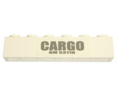 Brick 1 x 6 with 'CARGO' and 'BM 53116' Pattern (Sticker) - Sets 4511 / 10158